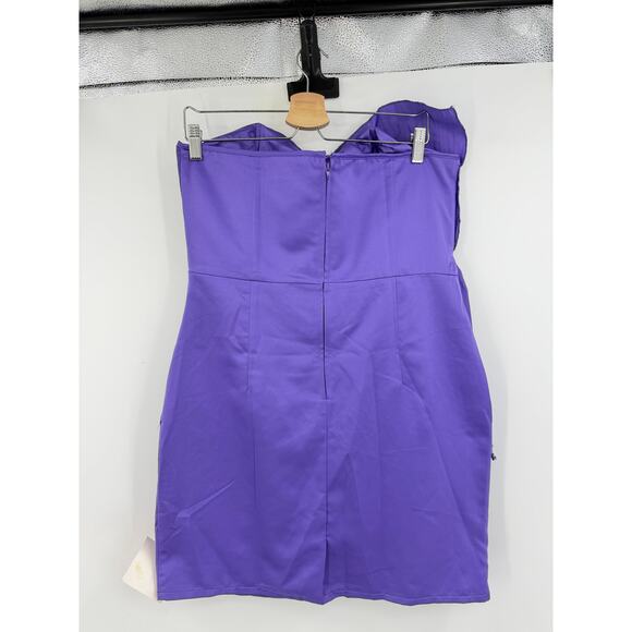 Vintage 2010s ASOS Strapless Mini Dress Size 10 Purple Glam Sculptural Club Wear - Picture 5 of 11
